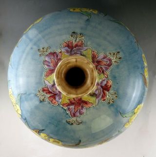 Antique Late 1800 ' s Large Art Nouveau Royal Bonn Germany Irises Porcelain Vase 3