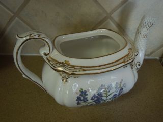 Spode ENGLAND STAFFORD FLOWERS (BONE) Tea Pot Y8519 - V Gold trim 10