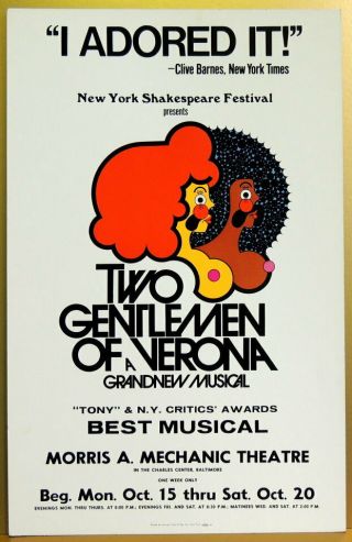 Triton Offers 70s Baltimore Tour Poster Two Gentlemen Of Verona Musical