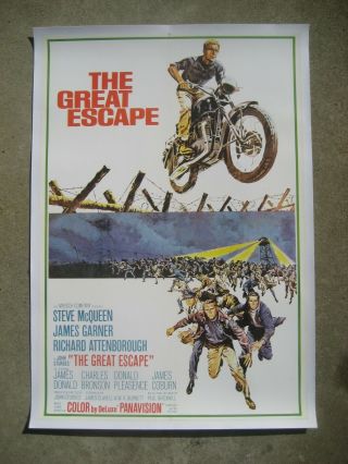 The Great Escape 1963 Orig.  Rare Movie Poster Bike Steve Mcqueen John Sturges