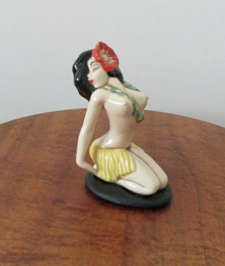 Vintage Hawaiian Hula Girl Ceramic Figurine By Dorothy Kindell Corona Del Mar