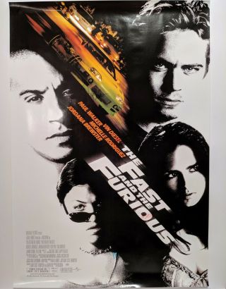 Authentic Cast Signed " The Fast And The Furious " Movie Poster - Paul Walker