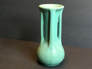 Four Handle Teco Vase Pottery Matte Green