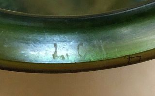 Pair Antique LCT Tiffany Favrile Art Glass Iridescent Green Candle Lamp Shades 9
