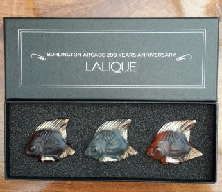 Lalique Fish,  24k Gold Stamped Limited Edition set of 3,  No 93 of 200.  BNIB 3