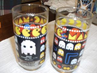Vintage 1980 Pac - Man “pinky & Clyde " Set Of 2 Rare Glasses