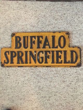 Antique Cast Iron Buffalo Springfield Steamroller Sign Orig Yellow Paint