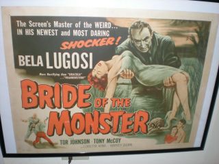 Bela Lugosi Bride Of The Monster Ed Wood Tor Johnson Horror Half Sheet