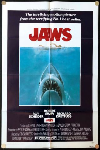 Jaws 1975 Movie Poster One Sheet (27 " X41 ") Roger Kastel Artwork C8 - Ex
