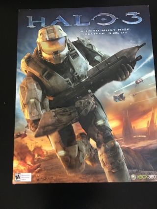 Rare Halo 3 Master Chief Metallic Embossed X Box 360 Poster 28 " X 22 "