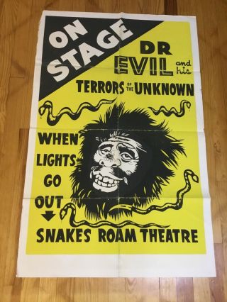 Dr.  Evil Spook Show Poster Window Card On Stage Magic Spiritualism