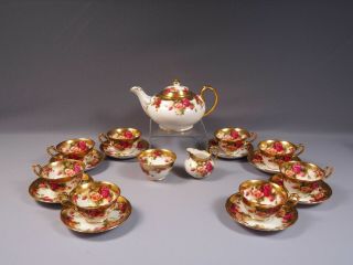 Royal Chelsea Golden Rose Coffee Tea Set Pot Sugar Bowl Cup Saucer Bone China