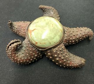 Stephen Dweck Star Fish Paper Weight With Precious Polished Stone