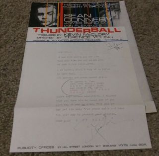 1966 James Bond Thunderball Movie Studio Letterhead Charles Russhon Autograph