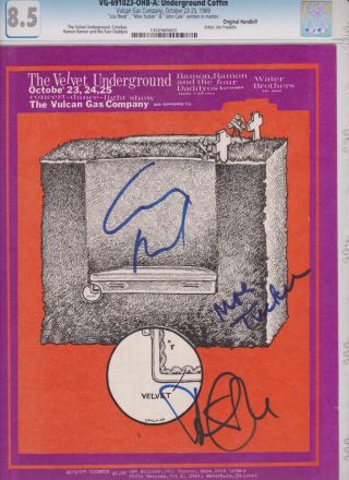 Velvet Underground Lou Reed Cale Vulcan Gas Autographed Concert Handbill Flyer