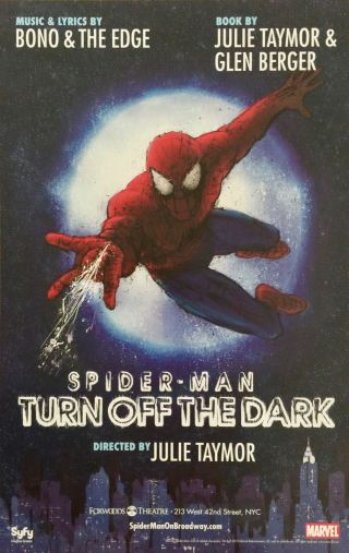 Spider - Man Turn Off The Dark Broadway Window Card Poster 22 " X 14 " Flat
