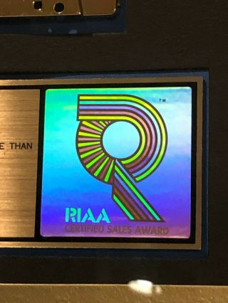 LYNYRD SKYNYRD GARY ROSSINGTON ' S OFFICIAL RIAA GOLD SALES AWARD SECOND HELPING 3