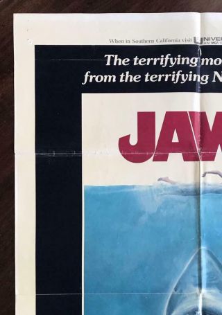 Jaws 1975 One Sheet Horror Movie Poster 27×41 Steven Spielberg 2