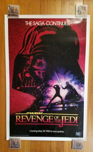 " Revenge Of The Jedi " 1982 27x41 1 - Sheet Movie Poster Rare Dated Teaser