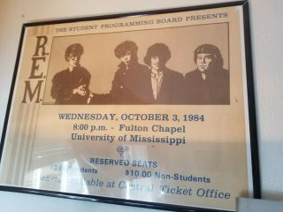 Rare R.  E.  M.  Poster 1984 University Of Mississipi - Fulton Chapel