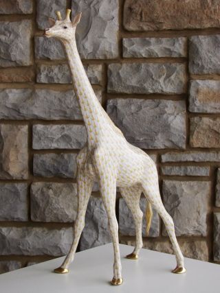 Signed Herend 15357 - 0 - 00 Giraffe Fishnets Sculpture Figurine Large 15 1/2 " Tall