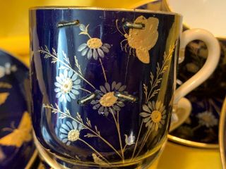 RARE,  MINTON Hand Painted Gold/Blue Butterflies Staple Repair 1 Cup 2