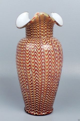 Large & Fine Stevens & Williams Enamel Decorated Northwood Pull Up Glass Vase GL 5