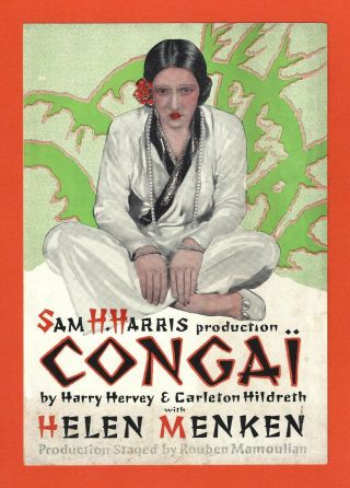 Helen Menken " Congai " Harry Hervey And Carleton Hildreth 1928 Broadway Herald