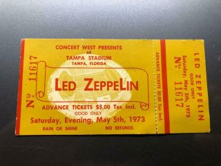 Led Zeppelin Concert Ticket Stub May 5,  1972 Tampa Stadium Florida Fl