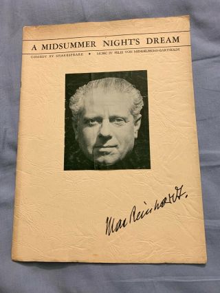 M.  W.  W Productions Inc Presents Max Reinhardt A Midsummer Nights Dream Program