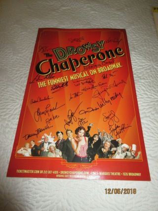 Broadway Window Card - Cast Signed - " The Drowsy Chaperone "