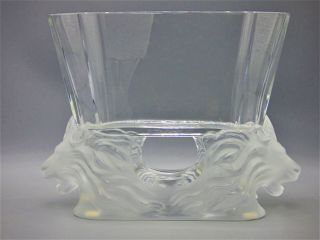 Lalique Venise Double Lion Head Bowl Vase French Art Glass France