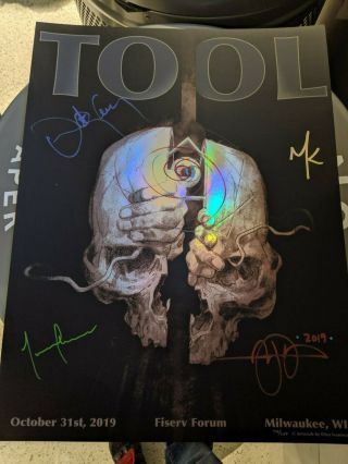 Tool Signed Double Doodle Poster 10/31/19 Milwaukee Fiserv Forum - Ultra Rare