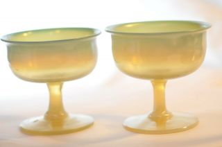 Two L C T Louis Comfort Tiffany Pastel Favrile Glass Champagne Goblets