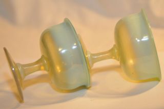 TWO L C T Louis Comfort Tiffany Pastel FAVRILE Glass Champagne Goblets 5