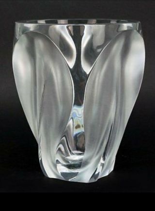 Lalique France Stunning Clear & Frosted Crystal Ingrid Vase $4300 Perfection 2