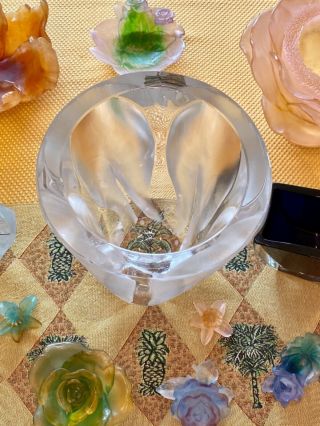 Lalique France Stunning Clear & Frosted Crystal Ingrid Vase $4300 Perfection 6
