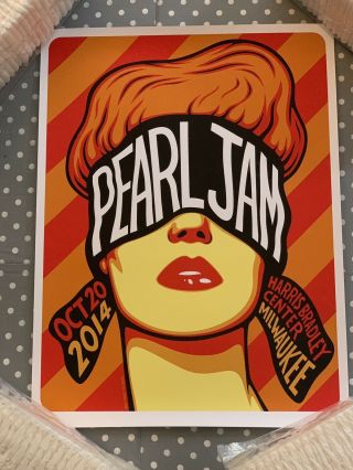Pearl Jam Poster 10/20/2014 Milwaukee,  Wi Bradley Center