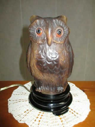 Vintage Tiffin Or Consolidated Owl Lamp Glass 8 - 1/2 " Electric Art Deco Light
