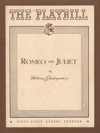Vivien Leigh (debut) " Romeo And Juliet " Laurence Olivier 1940 Broadway Playbill