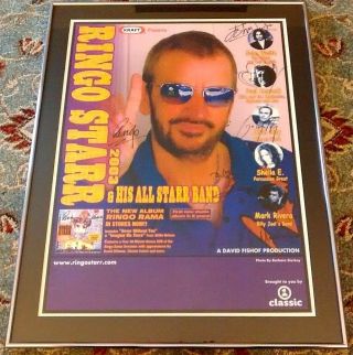 Ringo Starr & His All Starr Band 2003 Poster Signed By 6 Framed The Beatles