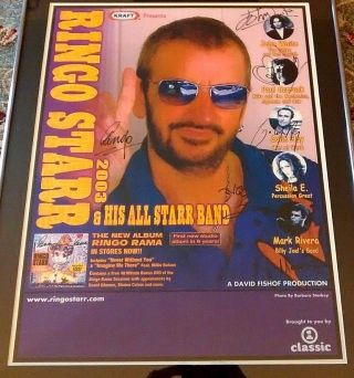 RINGO STARR & HIS ALL STARR BAND 2003 POSTER SIGNED BY 6 FRAMED THE BEATLES 2