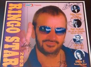 RINGO STARR & HIS ALL STARR BAND 2003 POSTER SIGNED BY 6 FRAMED THE BEATLES 3