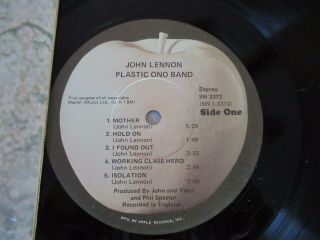 Beatles ULTRA RARE 1970 US JOHN LENNON ' PLASTIC ONO BAND LP SW NM 2 STICKERS 6