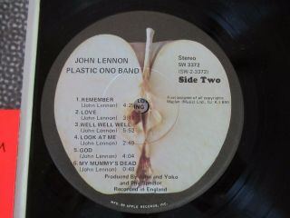 Beatles ULTRA RARE 1970 US JOHN LENNON ' PLASTIC ONO BAND LP SW NM 2 STICKERS 7