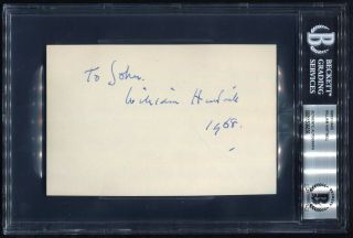 William Hartnell Signed 4x6 Index Card The First Doctor Who Beckett Slabbed Bas