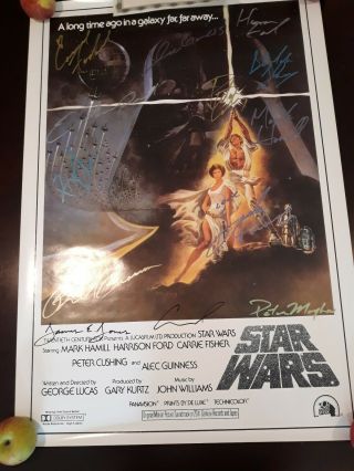Star Wars Signed Cast Signatures " A Hope " 1977 38 X 26 Movie Poster W/coa