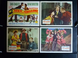 1950 A Ticket To Tomahawk - Exc Co 8 Lobby Card Set - Early Marilyn Monroe Western
