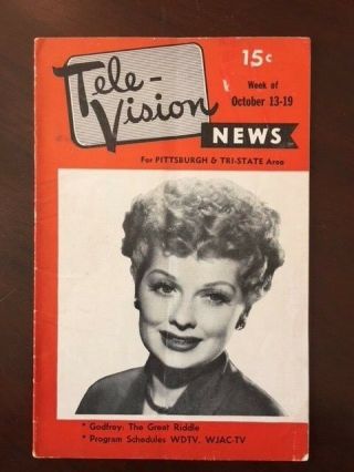 1951,  Lucille Ball (i Love Lucy),  " Tele - Vision " Guide (no Label) - Rare
