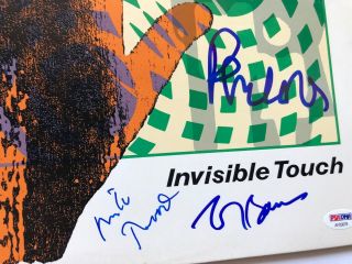 PHIL COLLINS,  TONY BANKS,  MIKE RUTHERFORD SIGNED ALBUM GENESIS INVISIBLE TOUCH 2